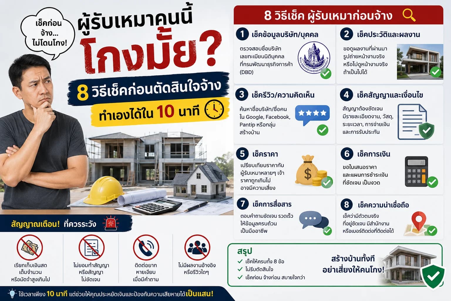 ผู้รับเหมาคนนี้โกงมั้ย? 8 วิธีเช็คก่อนตัดสินใจจ้าง ทำเองได้ใน 10 นาที